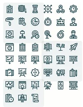 45 64x64 Bold Line Vector Icons for Project with Detail Enhanced precision Stock Illustration