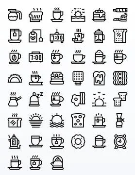 45 64x64 Bold Line Vector Icons for Morning with Display Perfect precision Stock Illustration
