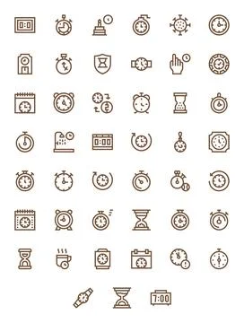 45 64x64 Bold Line Vector Icons for Timer with Pixel Aligned precision Stockillustratie