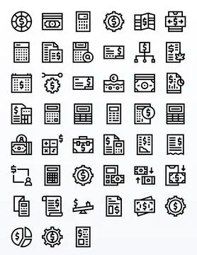 45 64x64 Vector Icons for Expense with Display Perfect Bold Line clarity Stock Illustration