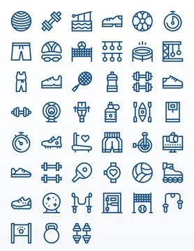 45 Bold Line Display Perfect Designs for Exercise 128x128 Vector Icons Stock Illustration