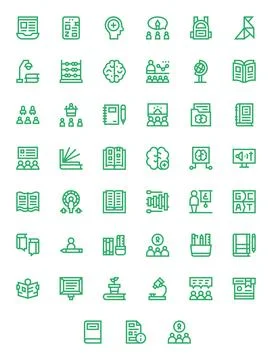 45 Bold Line Editable Vector Icons tailored for Learning 64x64 interface Stock Illustration