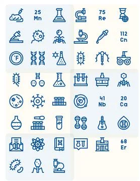 45 Bold Line Editable Vector Icons tailored for Scientific 64x64 interface Ilustración de archivo
