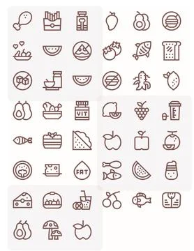 45 Bold Line Grid Fitted 64x64 Vector Icons from Diet Suite Stock Illustration