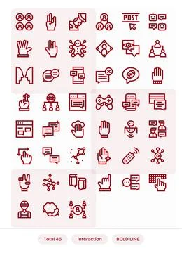 45 Bold Line Grid Fitted Vector Icons tailored for Interaction 256x256 inte.. Stock Illustration