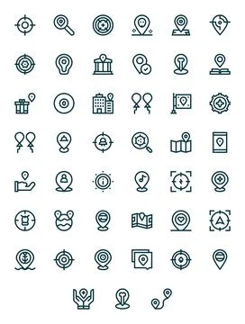 45 Bold Line Pixel Aligned Vector Icons tailored for Pinpoint Retina Ready .. Illustrazione stock