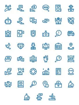 45 Bold Line Pixel Aligned Vector Icons for Help Graphics Stock Illustration