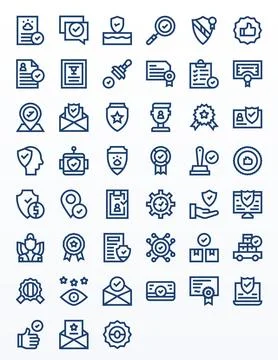 45 Bold Line PIXEL Perfect Vectors for Verified Theme Illustrazione stock