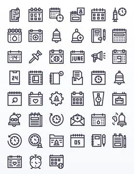 45 Bold Line PIXEL Perfect Vector Icons crafted for Reminder 256x256 applic.. Stock-Illustration
