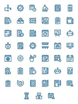 45 Bold Line Vector Icons for Task in crisp High Resolution Grid Fitted res.. 스톡 일러스트