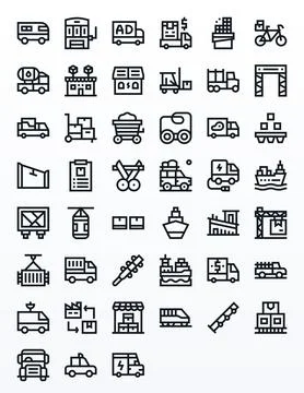 45 Bold Line Vector Icons for Freight in crisp High Resolution Pixel Aligne.. Illustrazione stock