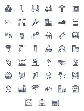 45 Bold Line Vector Icons designed for Construction in Retina Ready Pixel O.. Stock Illustration