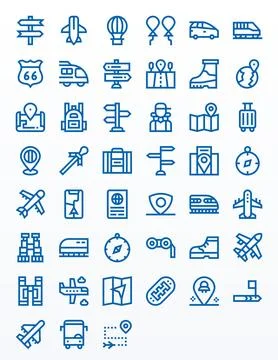 45 Bold Line Vector Icons designed for Journey in Retina Ready Pixel Aligne.. Illustrazione stock