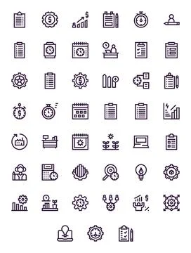 45 Bold Line Vector Icons from Productivity in High Resolution Editable Quali Illustrazione stock