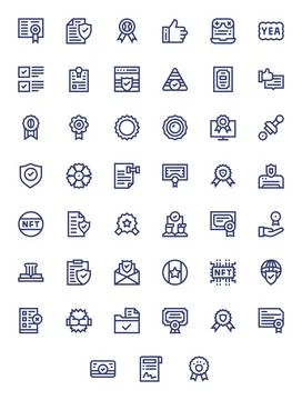 45 Bold Line Vector Icons designed for Validation in 128x128 Detail Enhance.. Stock Illustration