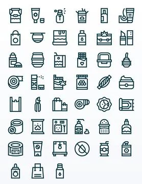 45 Bold Line Vector Icons designed for Packaging in 128x128 Detail Enhanced.. イラスト素材