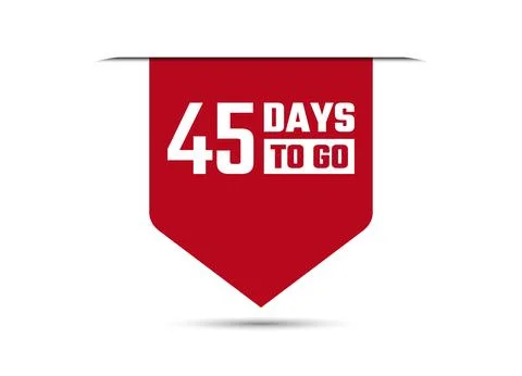 45 days to go red vector banner illustration isolated on white background Stock Illustration
