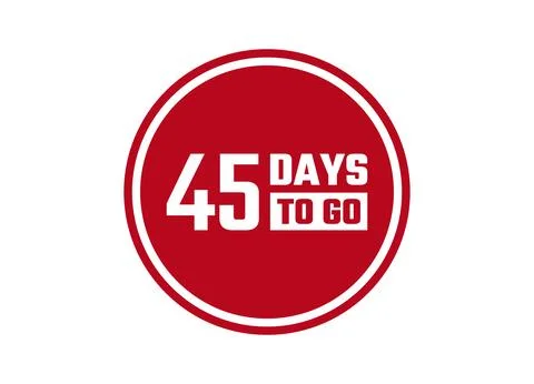 45 days to go red vector banner illustration isolated on white background Stock Illustration