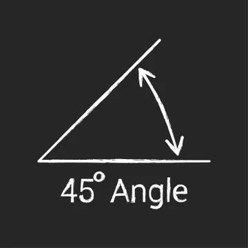 45 degree angle chalk icon, isolated icon with angle symbol and text Stock Illustration