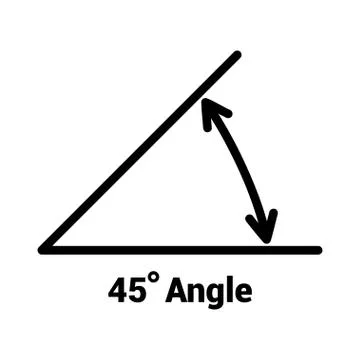 45 degree angle icon, isolated icon with angle symbol and text Stock Illustration