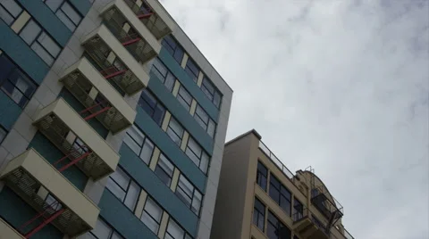 45 Degree Angle Passing Buildings Stock Footage 59100854