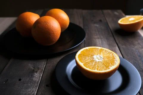 45 degree view of table oranges for juice, Stock Photos