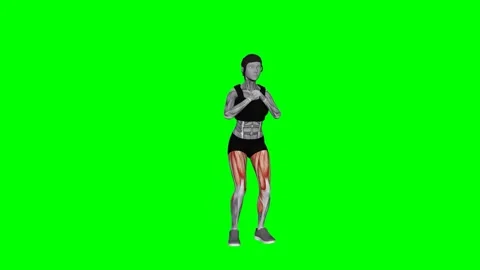 45 degrees Step Out female fitness gym exercise workout animation muscle highlig Видео 247707617