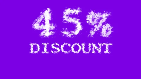 45% discount cloud text effect violet isolated background Stock Footage 139640285