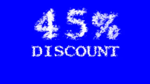 45% discount cloud text effect blue isolated background 스톡 동영상 139640321
