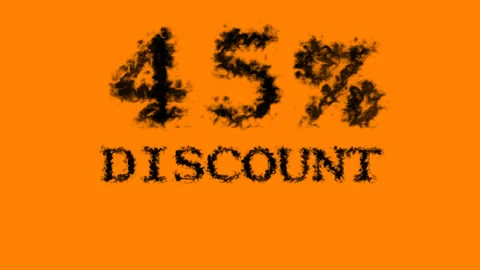 45% discount smoke text effect orange isolated background Stock Footage 139628055