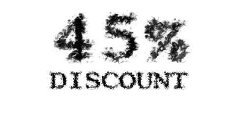 45% discount smoke text effect white isolated background Stock Footage 139628079