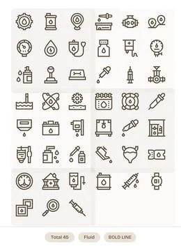 45 Display Perfect Bold Line Vector Icons designed for Fluid Interface Stock Illustration