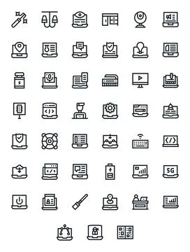 45 Editable Bold Line Vector Icons from Laptop Collection Stock Illustration