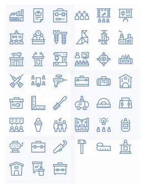 45 Editable Vector Icons themed around Workshop in 128x128 Bold Line format Illustrazione stock