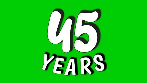 45 forty five years text animation motion graphics on green Stock Footage 283735977