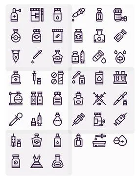 45 High Resolution Bold Line Vector Icons optimized for Vial PIXEL Perfect .. Illustrazione stock