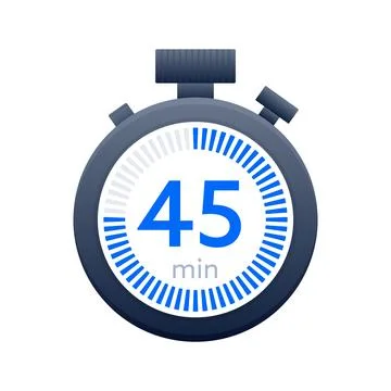 45 min timer and Stopwatch icons. Countdown symbol. Kitchen timer icon. Vector Illustrazione stock