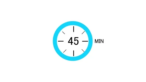 45 minute countdown clock timer animation with blue ring on white background Stock Footage 336548072