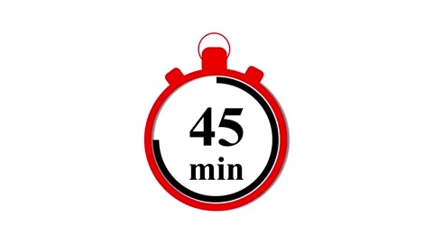45 minute stopwatch timer animation on white background, for time managemen.. 스톡 동영상 332965281