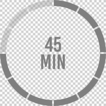 45 Minute Timer: Visual representation of a 45-minute countdown with grey w.. Stock-Illustration