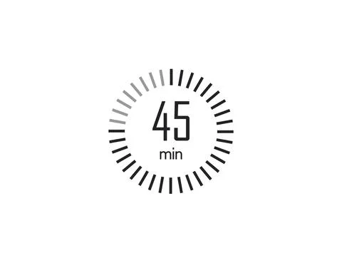 The 45 minutes, stopwatch, digital timer. clock and watch, Vector illustratio Stock Illustration