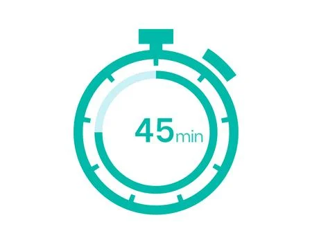 45 minutes timer icon, 45 min digital timer. Clock and watch, timer, countdow Stock Illustration