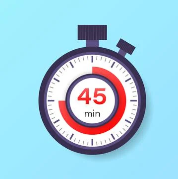 The 45 minutes timer. Stopwatch icon in flat style. イラスト素材