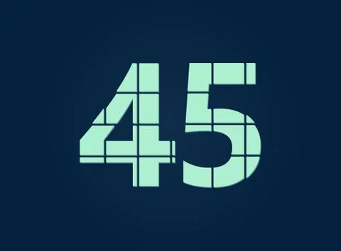 45 number, vector desing font.  Made of knife cut. For logo, brand label, des Stock Illustration