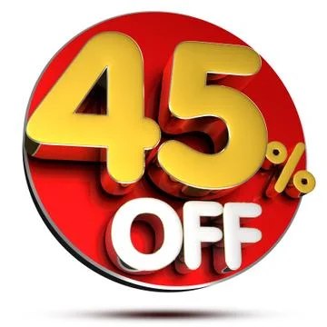 45 percent off 3D .(with Clipping Path). Stock Illustration