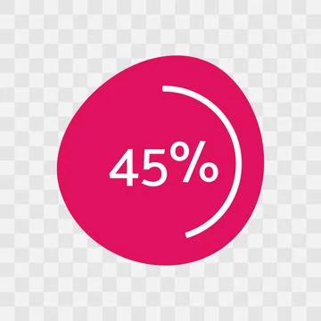 45 percent chart. Vector percentage infographics. Magenta isolated icon Illustration