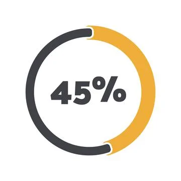 45 percent chart. Vector percentage infographics. Circle isolated icon. Sign Stock Illustration