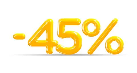 45 percent Off. Discount creative composition of golden or yellow balloons. Stock Illustration