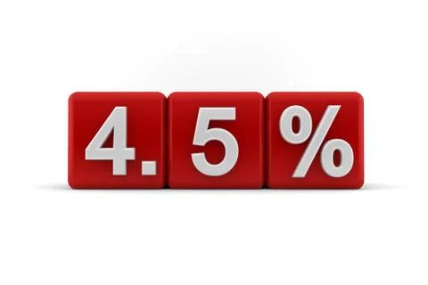 4.5 percent in white numbers on red cubes Stock Illustration