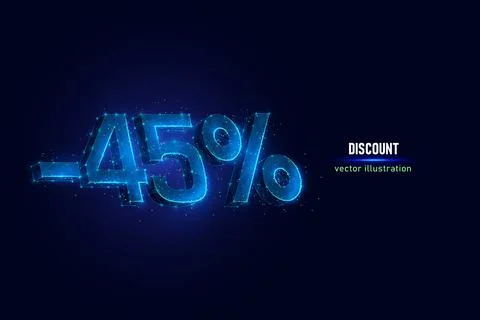 45 percentdiscount low poly vector illustration Stock Illustration